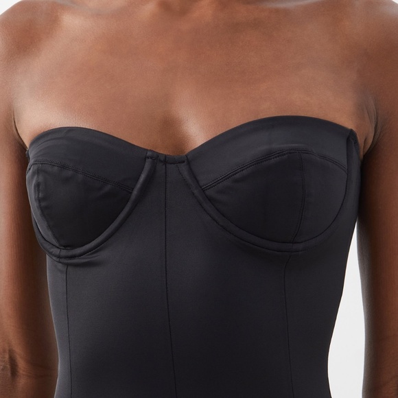 New NORMA KAMALI Mio Bandeau Black One Piece Swim Suit Clear Straps XL - Picture 2 of 9